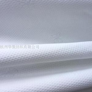 白色涤纶低弹丝 夹丝空气层 蝴蝶花针织床垫布